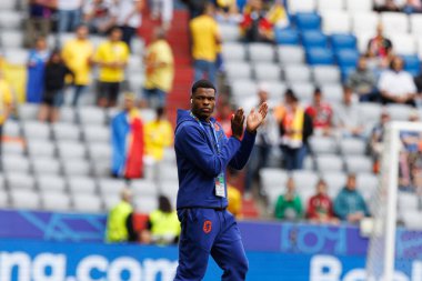 Denzel Dumfries UEFA Euro 2024 karşılaşmasında Romanya ve Hollanda milli takımları arasında Allianz Arena, Münih, Almanya (Maciej Rogowski)