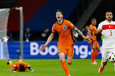 Wout Weghorst, Hollanda ve Türkiye milli takımları arasında Berlin Olympiastadion 'da oynanan UEFA Euro 2024 çeyrek final maçında kutlama yaparken görüldü (Maciej Rogowski)
