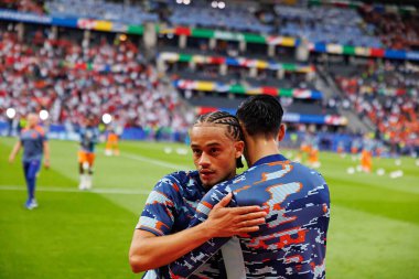 Xavi Simons, Tijjani Reijnders UEFA Euro 2024 çeyrek final maçında Hollanda ve Türkiye milli takımları arasında Berlin Olympiastadion 'da görüldü (Maciej Rogowski)