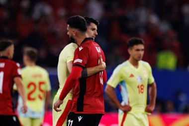 Alvaro Morata, Armando Broja UEFA Euro 2024 maçında Arnavutluk ve İspanya milli takımları arasında Merkur Spiel-Arena, Düsseldorf, Almanya (Maciej Rogowski))