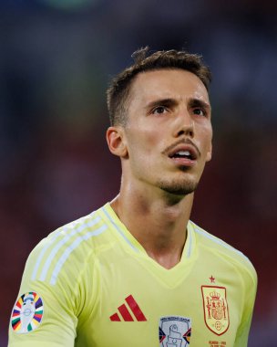 Alejandro Grimaldo, UEFA Euro 2024 maçında Arnavutluk ve İspanya milli takımları arasında Merkur Spiel-Arena, Dusseldorf, Almanya 'da görüldü (Maciej Rogowski)