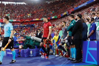 Berat Djimsiti, UEFA Euro 2024 maçında Arnavutluk ve İspanya milli takımları arasında Merkur Spiel-Arena, Dusseldorf, Almanya (Maciej Rogowski))