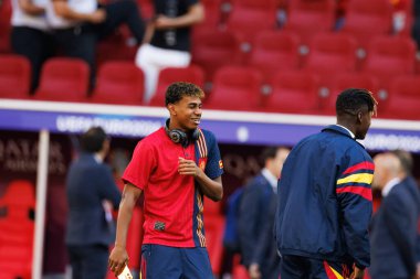 Lamine Yamal UEFA Euro 2024 maçında Arnavutluk ve İspanya milli takımları arasında Merkur Spiel-Arena, Düsseldorf, Almanya 'da görüldü (Maciej Rogowski)