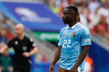 Jeremy Doku UEFA Euro 2024 maçında MHPArena, Stuttgart, Almanya 'da milli takımlar arasında görüldü (Maciej Rogowski)