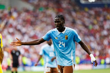 Amadou Onana, UEFA Euro 2024 maçında MHPArena, Stuttgart, Almanya 'da milli takımlar arasında görüldü (Maciej Rogowski)