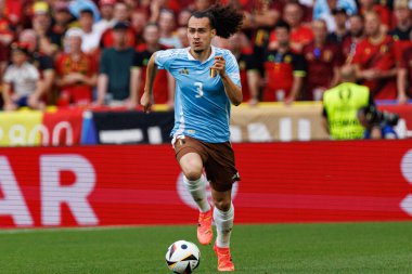 Arthur Theate UEFA Euro 2024 maçında MHPArena, Stuttgart, Almanya 'da milli takımlar arasında görüldü (Maciej Rogowski)