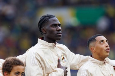 Amadou Onana, UEFA Euro 2024 maçında MHPArena, Stuttgart, Almanya 'da milli takımlar arasında görüldü (Maciej Rogowski)