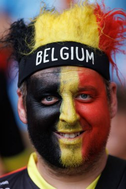 Belçika taraftarı UEFA Euro 2024 maçında MHPArena, Stuttgart, Almanya 'da milli takımlar arasında görüldü (Maciej Rogowski)