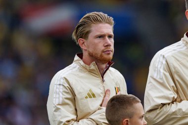 Kevin De Bruyne UEFA Euro 2024 maçında MHPArena, Stuttgart, Almanya 'da Ukrayna ve Belçika milli takımları arasında görüldü. 