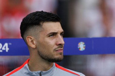 Jakub Moder UEFA Euro 2024 maçında Polonya ve Avusturya milli takımları arasında Olympiastadion, Berlin, Almanya 'da oynanan maçta (Maciej Rogowski)