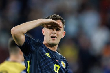 Köln, Almanya - 06 19 2024: Lawrence Shankland UEFA Euro 2024 maçında Rheinenergiestadion 'da İskoçya ve İsviçre milli takımları arasında görüldü 