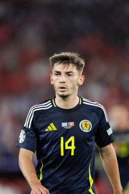 Köln, Almanya - 06 19 2024: Billy Gilmour UEFA Euro 2024 'te İskoçya ve İsviçre milli takımları arasında Rheinenergiestadion' da görüldü