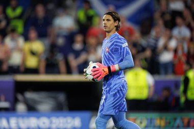 Köln, Almanya - 06 19 2024: Yann Sommer, UEFA Euro 2024 maçında Rheinenergiestadion 'da İskoçya ve İsviçre milli takımları arasında görüldü 