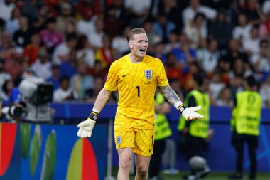 Jordan Pickford, UEFA Euro 2024 final maçında İspanya ve İngiltere milli takımları arasında Olympiastadium, Berlin, Almanya 'da görüldü (Maciej Rogowski)