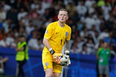 Jordan Pickford, UEFA Euro 2024 final maçında İspanya ve İngiltere milli takımları arasında Olympiastadium, Berlin, Almanya 'da görüldü (Maciej Rogowski)