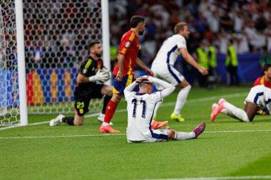 Phil Foden, UEFA Euro 2024 final maçında İspanya ve İngiltere milli takımları arasında Olympiastadium, Berlin, Almanya 'da görüldü (Maciej Rogowski)