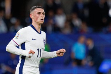 Phil Foden, UEFA Euro 2024 final maçında İspanya ve İngiltere milli takımları arasında Olympiastadium, Berlin, Almanya 'da görüldü (Maciej Rogowski)