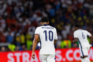 Jude Bellingham, UEFA Euro 2024 final maçında İspanya ve İngiltere milli takımları arasında Olympiastadium, Berlin, Almanya 'da görüldü (Maciej Rogowski)