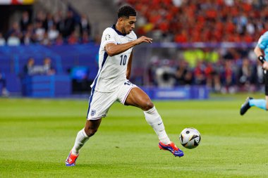 Jude Bellingham, UEFA Euro 2024 final maçında İspanya ve İngiltere milli takımları arasında Olympiastadium, Berlin, Almanya 'da görüldü (Maciej Rogowski)