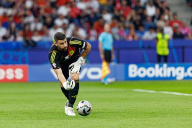 Unai Simon, UEFA Euro 2024 final maçında İspanya ve İngiltere milli takımları arasında Olympiastadium, Berlin, Almanya 'da görüldü (Maciej Rogowski)