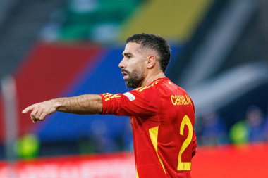 Dani Carvajal, UEFA Euro 2024 final maçında İspanya ve İngiltere milli takımları arasında Olympiastadium, Berlin, Almanya 'da görüldü (Maciej Rogowski)