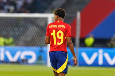 Lamine Yamal, UEFA Euro 2024 final maçında İspanya ve İngiltere milli takımları arasında Olympiastadium, Berlin, Almanya 'da görüldü (Maciej Rogowski)
