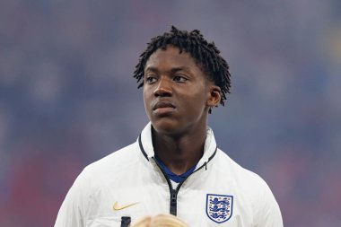 Kobbie Mainoo UEFA Euro 2024 final maçında İspanya ve İngiltere milli takımları arasında Olympiastadium, Berlin, Almanya 'da görüldü (Maciej Rogowski)