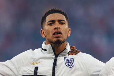 Jude Bellingham, UEFA Euro 2024 final maçında İspanya ve İngiltere milli takımları arasında Olympiastadium, Berlin, Almanya 'da görüldü (Maciej Rogowski)