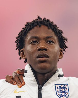Kobbie Mainoo UEFA Euro 2024 final maçında İspanya ve İngiltere milli takımları arasında Olympiastadium, Berlin, Almanya 'da görüldü (Maciej Rogowski)