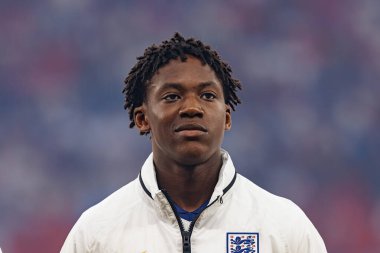 Kobbie Mainoo UEFA Euro 2024 final maçında İspanya ve İngiltere milli takımları arasında Olympiastadium, Berlin, Almanya 'da görüldü (Maciej Rogowski)