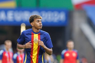 Lamine Yamal, UEFA Euro 2024 final maçında İspanya ve İngiltere milli takımları arasında Olympiastadium, Berlin, Almanya 'da görüldü (Maciej Rogowski)
