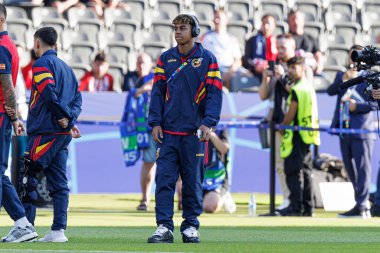 Lamine Yamal, UEFA Euro 2024 final maçında İspanya ve İngiltere milli takımları arasında Olympiastadium, Berlin, Almanya 'da görüldü (Maciej Rogowski)