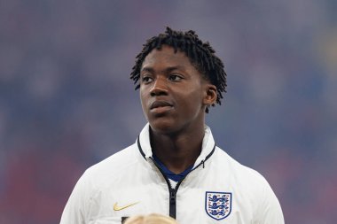 Kobbie Mainoo UEFA Euro 2024 final maçında İspanya ve İngiltere milli takımları arasında Olympiastadium, Berlin, Almanya 'da görüldü (Maciej Rogowski)