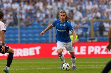Elias Andersson PKO BP Ekstraklasa maçında Enea Stadion, Polonya 'da Lech Poznan ve Gornik Zabrze takımları arasında oynadı (Maciej Rogowski)