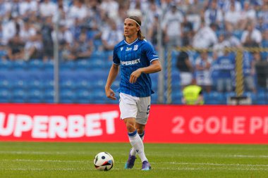 Elias Andersson PKO BP Ekstraklasa maçında Enea Stadion, Polonya 'da Lech Poznan ve Gornik Zabrze takımları arasında oynadı (Maciej Rogowski)