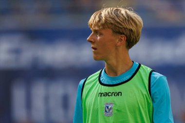 PKO BP Ekstraklasa maçı sırasında Enea Stadion, Poznan, Polonya 'daki Lech Poznan ve Gornik Zabrze takımları arasında Tymoteusz Gmur maçı (Maciej Rogowski)
