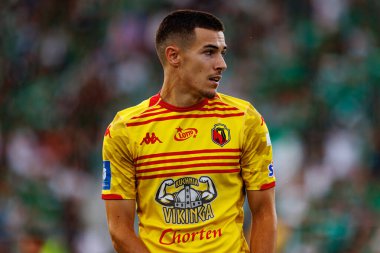 Stadyumdaki Radomiak Radom ve Jagiellonia Bialystok takımları arasında oynanan PKO BP Ekstraklasa maçı sırasında Miki Villar. Braci Czachorow, Radom, Polonya (Maciej Rogowski)