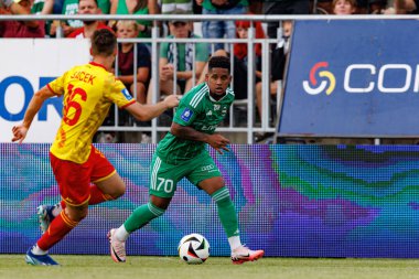 Stadyumdaki Radomiak Radom ve Jagiellonia Bialystok takımları arasında oynanan PKO BP Ekstraklasa maçı sırasında Vagner Dias. Braci Czachorow, Radom, Polonya (Maciej Rogowski)