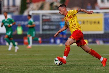 Adrian Dieguez PKO BP Ekstraklasa maçı sırasında Radomiak Radom ve Jagiellonia Bialystok takımları arasında Stadion Miejski im 'de oynuyordu. Braci Czachorow, Radom, Polonya (Maciej Rogowski)