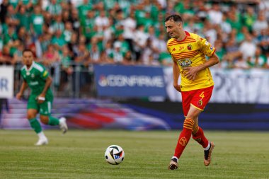 Stadyumdaki Radomiak Radom ve Jagiellonia Bialystok takımları arasında oynanan PKO BP Ekstraklasa maçı sırasında Jetmir Haliti. Braci Czachorow, Radom, Polonya (Maciej Rogowski)