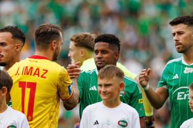 Jesus Imaz, Vagner Dias PKO BP Ekstraklasa maçı sırasında Stadion Miejski im 'deki Radomiak Radom ve Jagiellonia Bialystok takımları arasında oynuyordu. Braci Czachorow, Radom, Polonya (Maciej Rogowski)