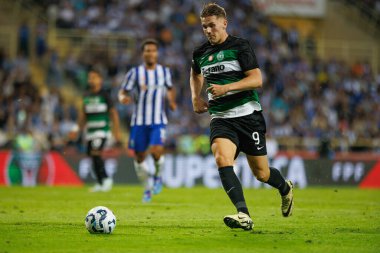 Viktor Gyokeres Supertaca Candido de Oliveira 2024 maçında Portekiz 'in Estadio Municipal de Aveiro kentinde bulunan Sporting CP ve FC Porto takımları arasında (Maciej Rogowski)