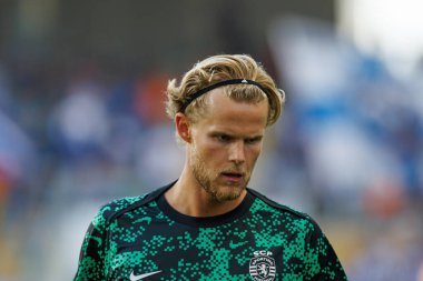 Portekiz 'in Estadio Municipal de Aveiro kentinde bulunan Sporting CP ve FC Porto takımları arasında oynanan Supertaca Candido de Oliveira 2024 maçı sırasında Morten Hjulmand (Maciej Rogowski)