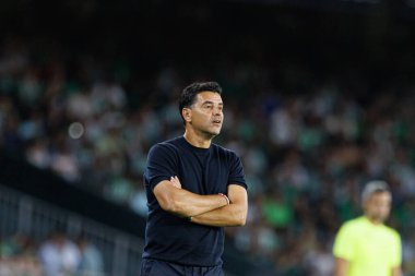 Estadio Benito Villamarin 'de Real Betis Balompie ve Girona FC takımları arasında oynanan LaLiga EASPORTS maçı sırasında Michel (Maciej Rogowski)