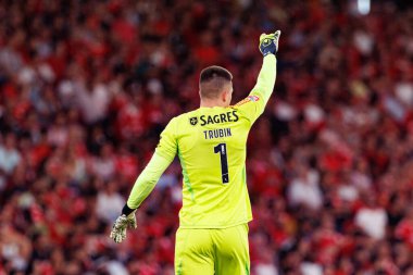 Anatoliy Trubin, Liga Portekiz maçı sırasında Estadio Da Luz 'da SL Benfica ve Casa Pia AC takımları arasında görüldü (Maciej Rogowski)