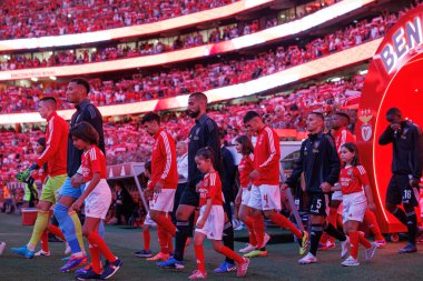 Patrick Sequeira, Joao Goulart, Leonardo Lelo Liga Portekiz maçında SL Benfica ve Casa Pia AC takımları arasında Estadio Da Luz 'da görüldü (Maciej Rogowski)