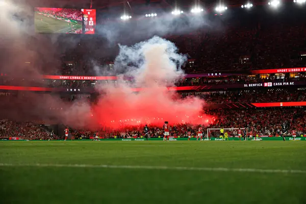 Stock image Fans of Benfica during Liga Portugal game between teams of SL Benfica and Casa Pia AC at Estadio Da Luz