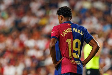 Lamine Yamal, Estadio de Vallecas 'ta Rayo Vallecano ve FC Barcelona takımları arasında oynanan LaLiga EA SPORTS maçı sırasında görüldü (Maciej Rogowski)