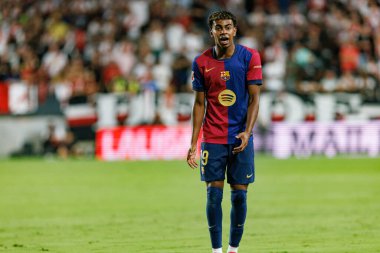 Lamine Yamal, Estadio de Vallecas 'ta Rayo Vallecano ve FC Barcelona takımları arasında oynanan LaLiga EA SPORTS maçı sırasında görüldü (Maciej Rogowski)