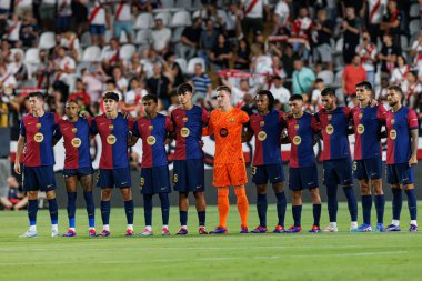 LaLiga EA SPORTS maçı sırasında Estadio de Vallecas 'ta Rayo Vallecano ve FC Barcelona takımları arasında Barcelona takımı görüldü (Maciej Rogowski)